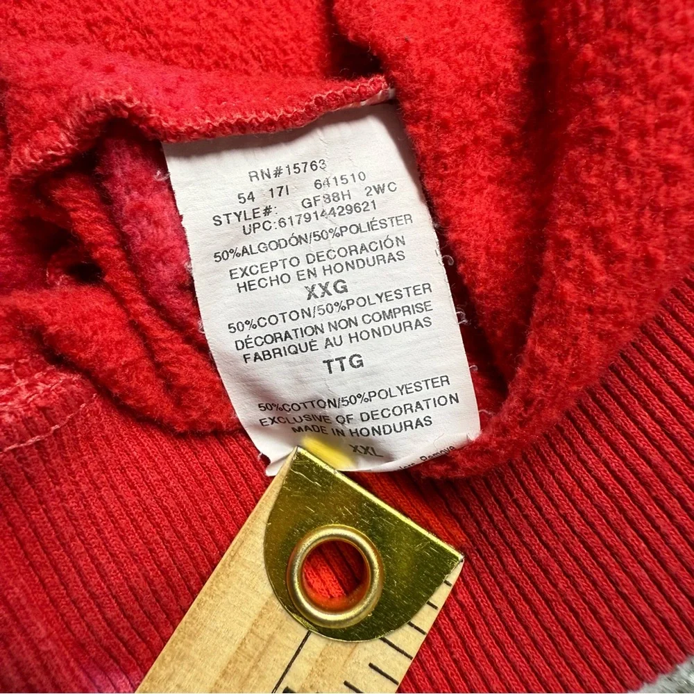 Men’s Champion Red Reverse Weave Tie-Dye Crewneck Fleece Lined Sweater Size‎ 2XL